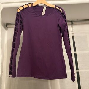 Fabletics NWOT Purple Long Sleeve Top with Cut-Out Design